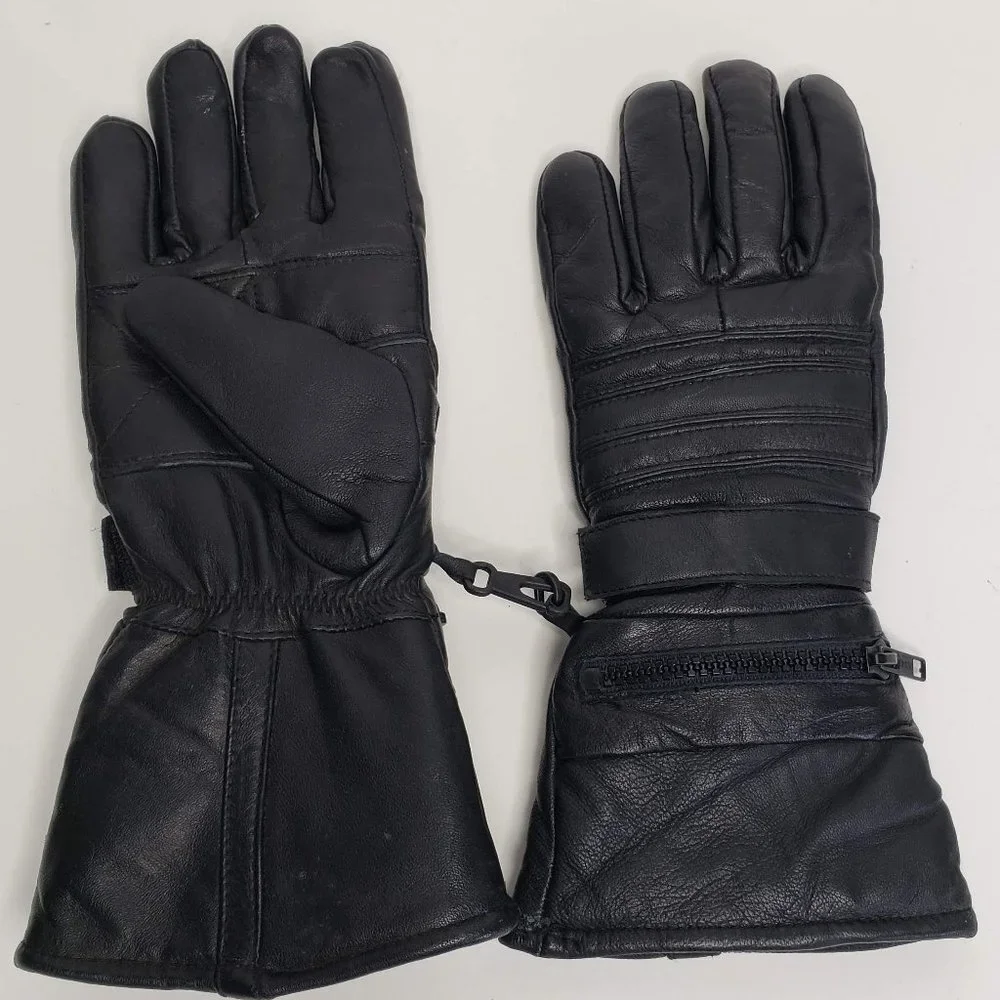 3M Thinsulate Black Leather Zippered Wrist‎ Gloves XS